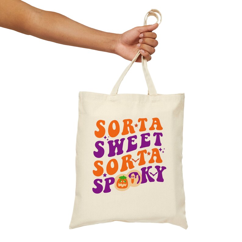 Halloween Cookie Tote, Sorta Sweet Sorta Spooky Tote, Halloween Tote Bag, Retro Halloween Tote, Vintage Halloween Tote, Preppy Halloween Bag image 3