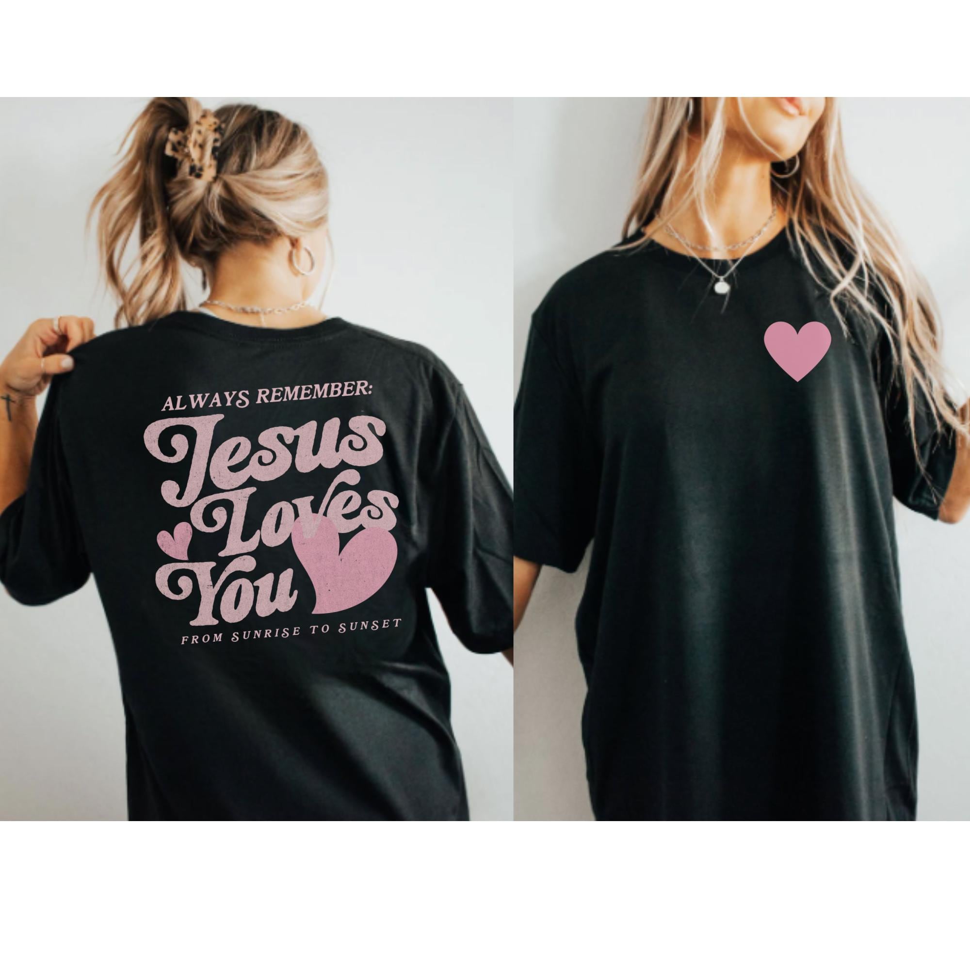 Jesus Loves You Pink Hearts Beach Shirt, Oversized Christian T