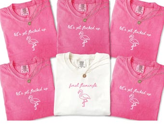 Final Flamingle Let's Get Flocked Up Flamingo Bachelorette Shirts, Pink Flamingo Bachelorette Party Themed Shirts