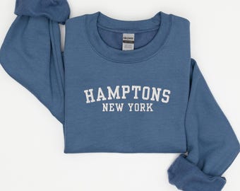 Embroidered Hamptons New York Crewneck, Hamptons Bachelorette Sweatshirt, Embroidered Hamptons Aesthetic, Preppy Embroidered Hamptons Shirt