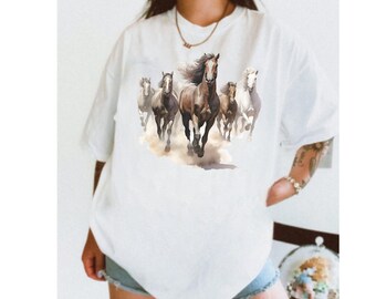 Comfort Colors Western Aesthetic Horse Shirt, Trendy Oversized Horse T-shirt, Cowgirl Horse Comfort Colors Shirt, Shirt for Horse Lovers
