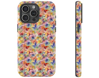 Caprichosa funda de teléfono mariposa arco iris, funda de teléfono mariposa Y2K, funda de teléfono estético caleidoscopio, funda de teléfono arco iris, teléfono celular lindo
