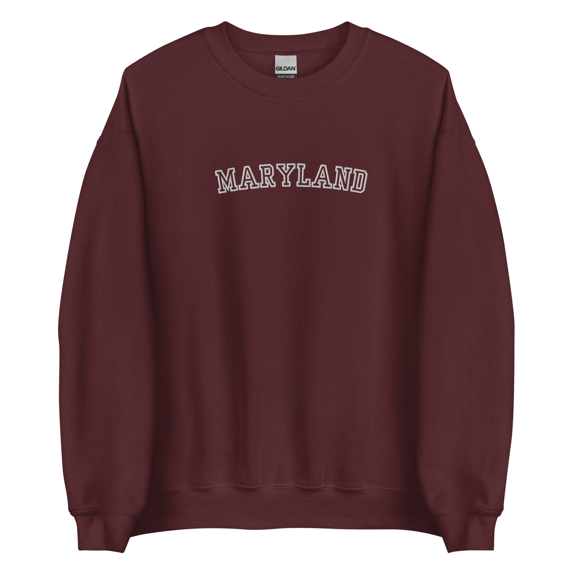 【MODERNIF】Maryland Lettering Sweatshirt Embroidered Maryland Sweatshirt, Embroidered Maryland
