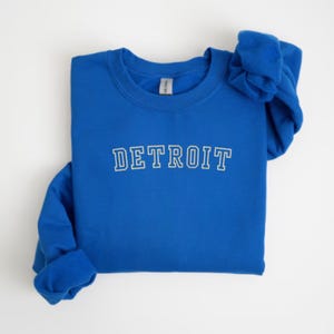 Embroidered Detroit Sweatshirt, Embroidered Michigan Crewneck, Detroit Hoodie, Detroit Sports Fan Gift, Trendy Detroit Crewneck, Detroit Fan