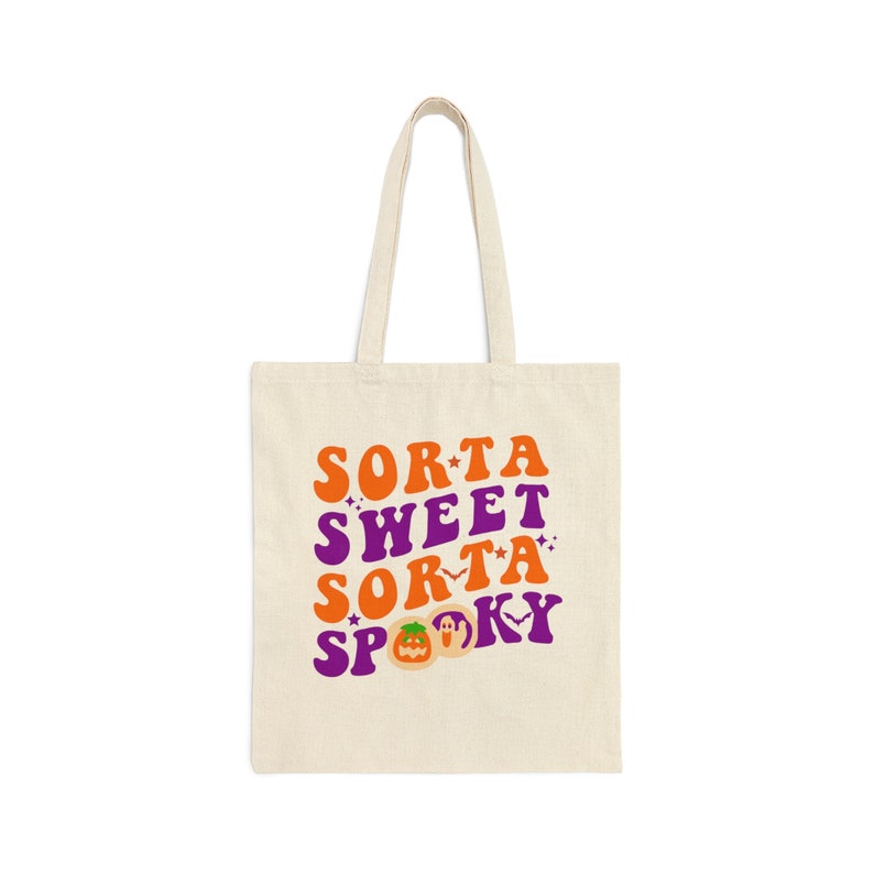 Halloween Cookie Tote, Sorta Sweet Sorta Spooky Tote, Halloween Tote Bag, Retro Halloween Tote, Vintage Halloween Tote, Preppy Halloween Bag image 2