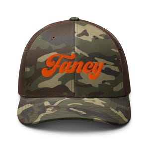 Embroidered Fancy Camouflage trucker hat, Funny Embroidered Camo Trucker Hat, Western Aesthetic Camo Hat, Country Concert Camo Trucker Hat