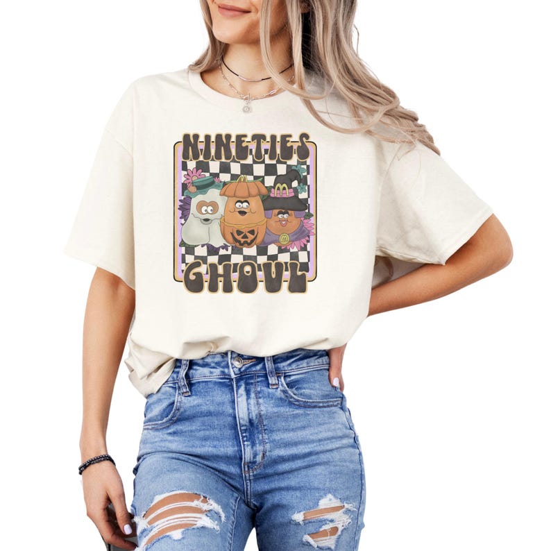Nineties Ghoul Halloween Nugget Shirt, Retro Y2K Halloween Shirt, Nostalgia Halloween, Let's Go Ghouls, Girly Halloween, 90s Halloween image 2