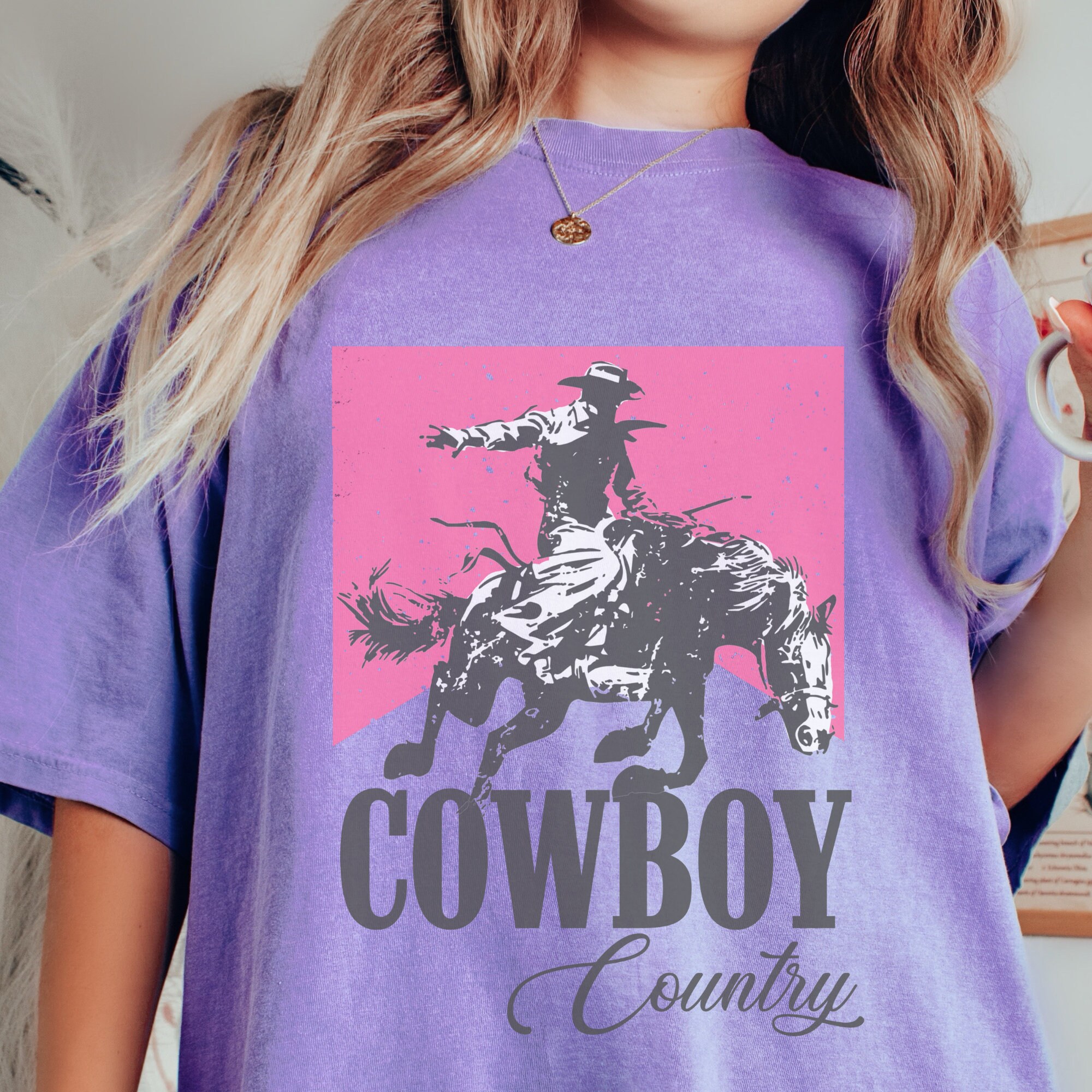 Pink Cowboy Country Shirt, Oversized Western Aesthetic, Pink 