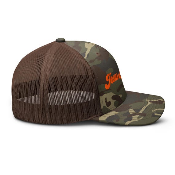 Embroidered Jesus Loves You Camouflage Trucker Hat  display picture 3
