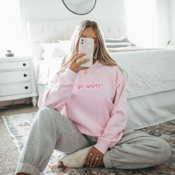 Buy Go Sports Embroidered Sweatshirt Baby Pink Embroidered Crewneck Preppy Embroidered Crewneck Girly Embroidered Sweatshirt Yay Sports Online in India Etsy