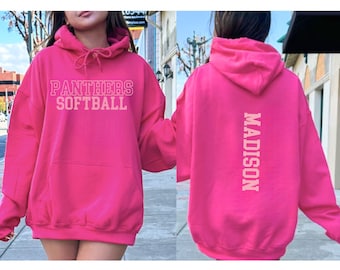Custom Softball Hoodie, Personalized Softball Sweatshirt, Softball Team Name Hoodie, Softball Sweatshirt, Hot Pink Softball Hoodie