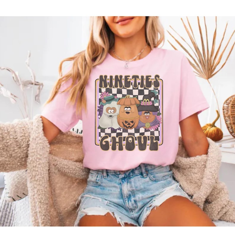 Nineties Ghoul Halloween Nugget Shirt, Retro Y2K Halloween Shirt, Nostalgia Halloween, Let's Go Ghouls, Girly Halloween, 90s Halloween image 1