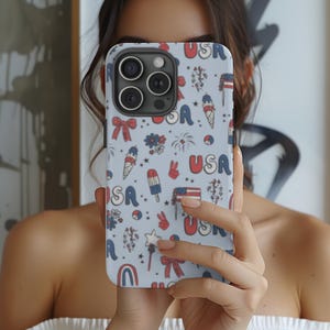 Fourth of July Phone Case, Preppy Summer Cell Phone Case, Patriotic Phone Case, July 4th Iphone Case, Red White and Blue Phone Case