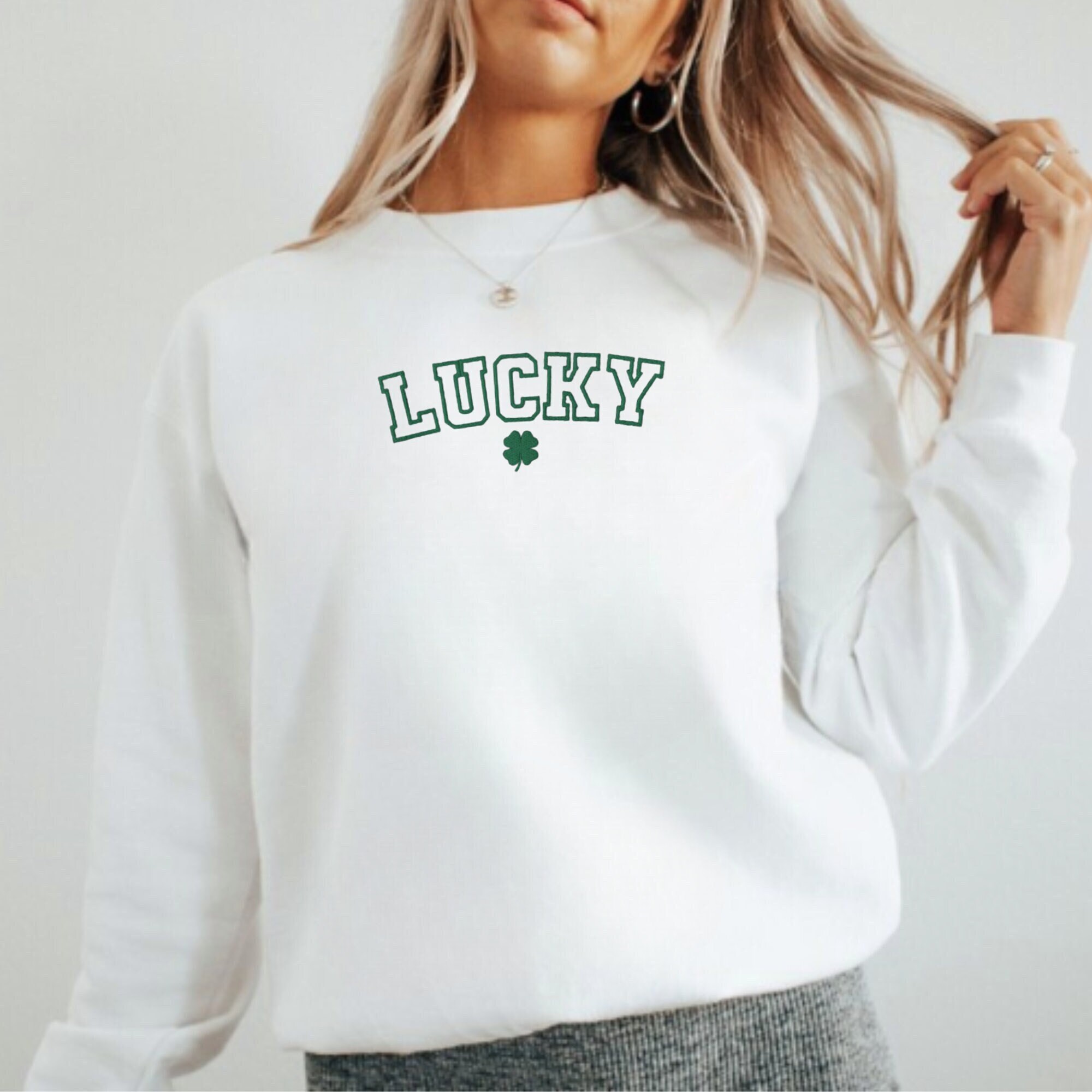 [GRAVER]★24FW★LUCKY CLOVER COLOR MATCHING SWEATSHIRT Amazon.com: Lucky Clover Sweatshirt Four Leaf Shamrock