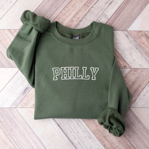 Embroidered Philly Sweatshirt, Embroidered Philadelphia Crewneck, Philly Crewneck, Embroidered Philadelphia Pennsylvania Sweatshirt