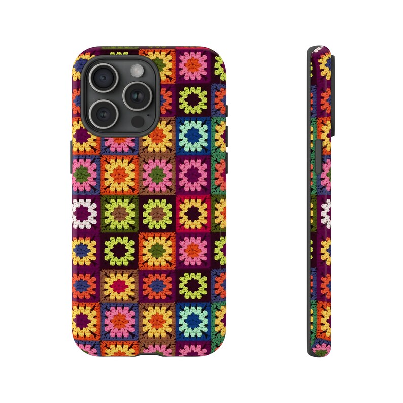Crochet Blanket iPhone Case, Granny Squares iPhone Case, Coastal Grandma Phone Case, Grandma Aesthetic Phone Case, Boho Blanket Knit Case image 1