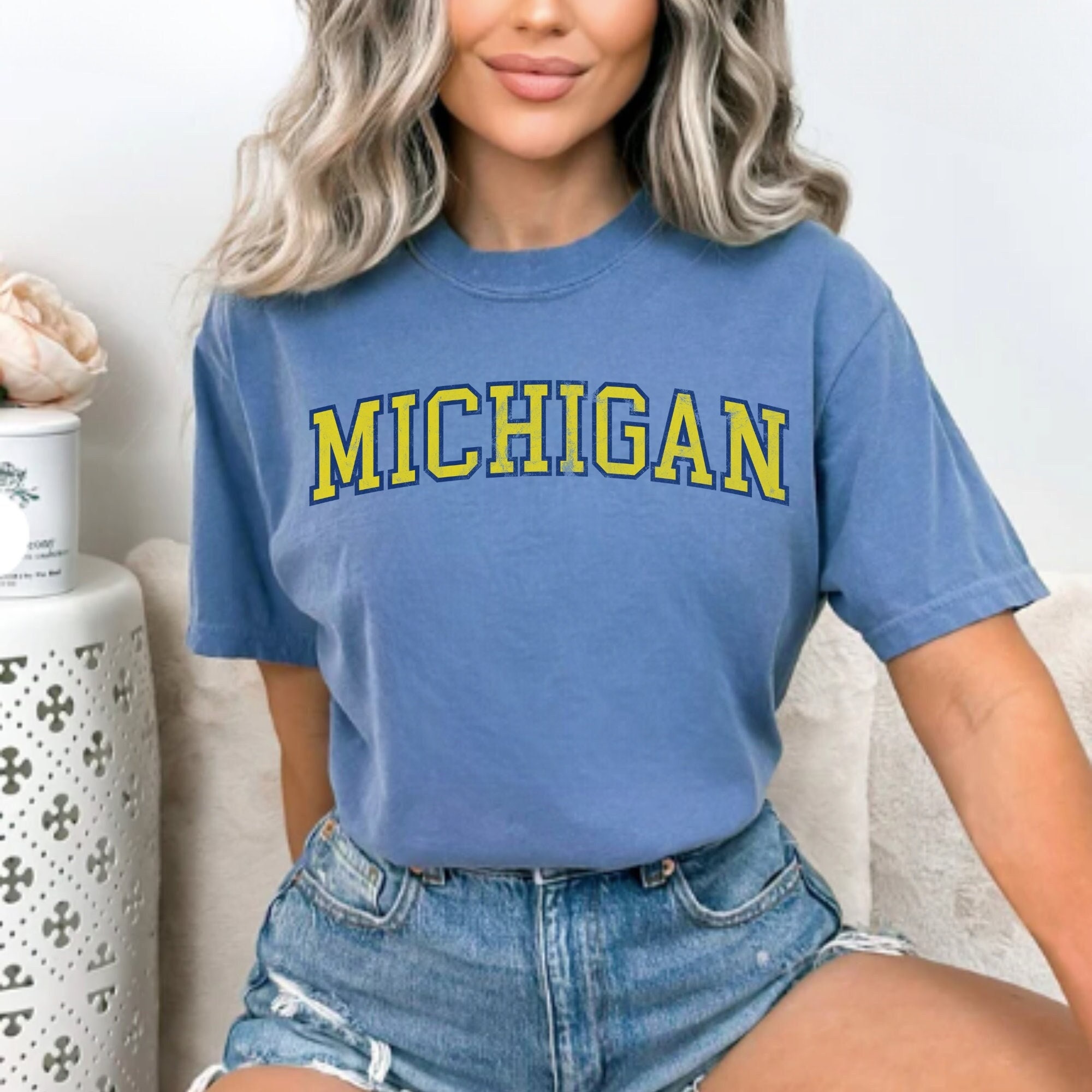 Comfort Colors Michigan Shirt, Oversized Michigan Tshirt, Michigan Football Shirt, Michigan Baseball, Michigan Sports Shirt, Trendy Michigab