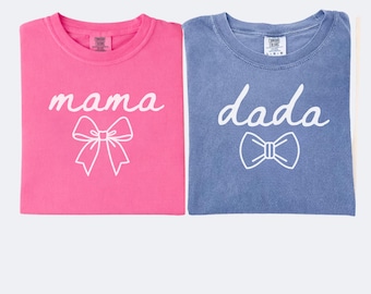 Bow and Bowtie Gender Reveal Mom and Dad to Be Shirts, Gender Reveal Shirts, Matching Shirts for Bow Gender Reveal He or She What'll Baby Be