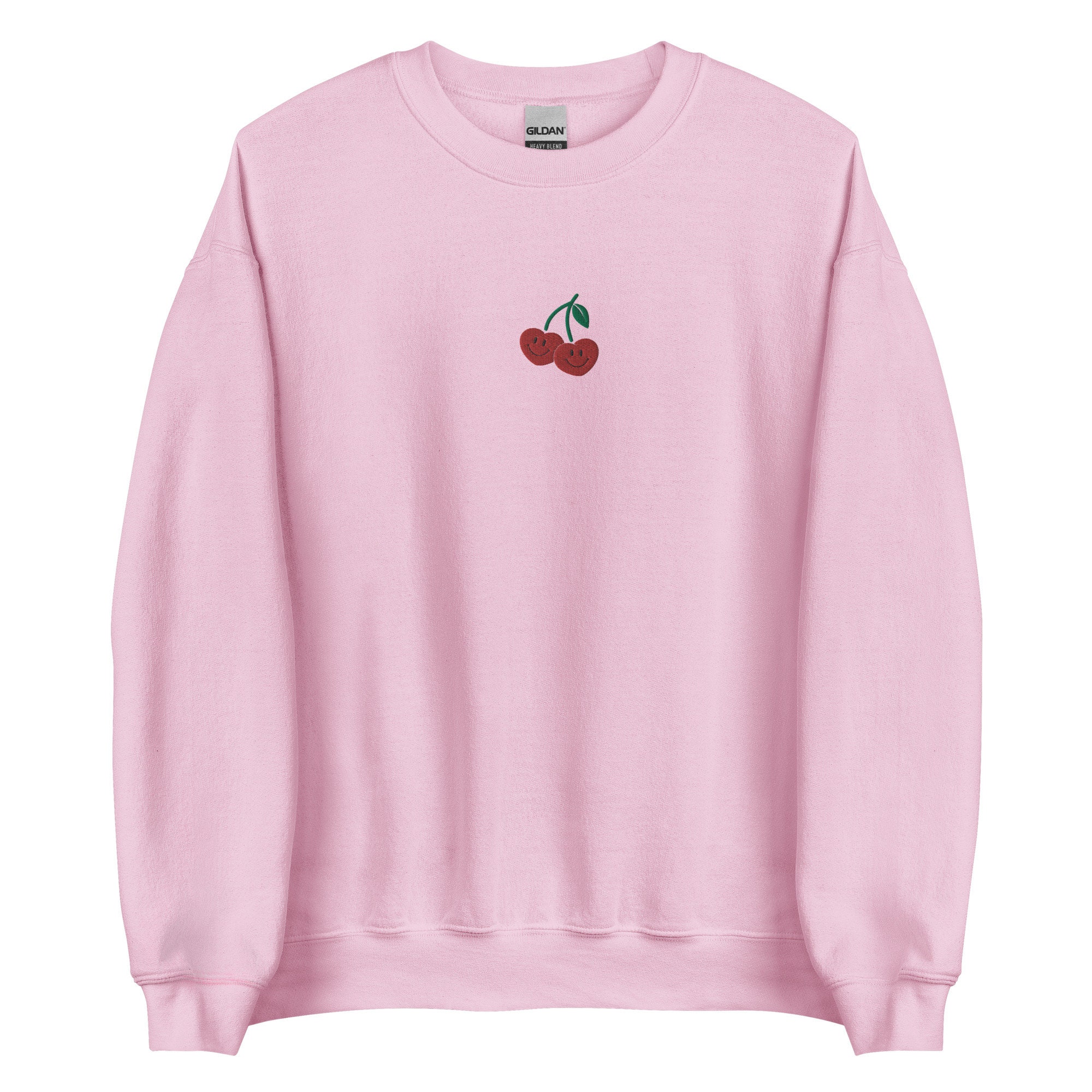 Embroidered Cherry Heart Sweatshirt, Embroidered Cherry Crewneck 
