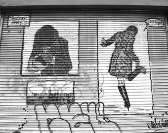 New York Street Art, Graffiti Wall Art, Street Art Photography,  Urban Grunge, New York Black and White Print