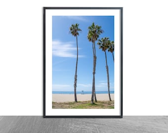 Beach Photography, Palm Trees, Tropical Beach Print, Santa Barbara Beach Print, California Beach Wall Art