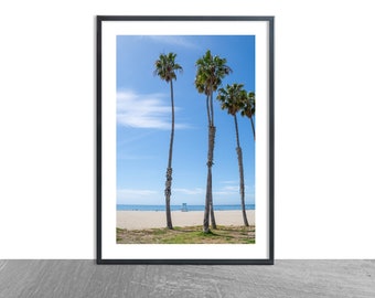 Beach Photography, Palm Trees, Tropical Beach Print, Santa Barbara Beach Print, California Beach Wall Art