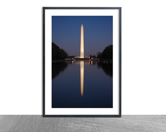 Washington Monument Photograph, Washington DC Print, Reflecting Pool, National Mall Obelisk, Travel Photography, Architecture