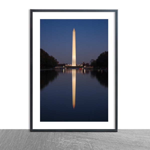 Washington Monument Photograph, Washington DC Print, Reflecting Pool, National Mall Obelisk, Travel Photography, Architecture