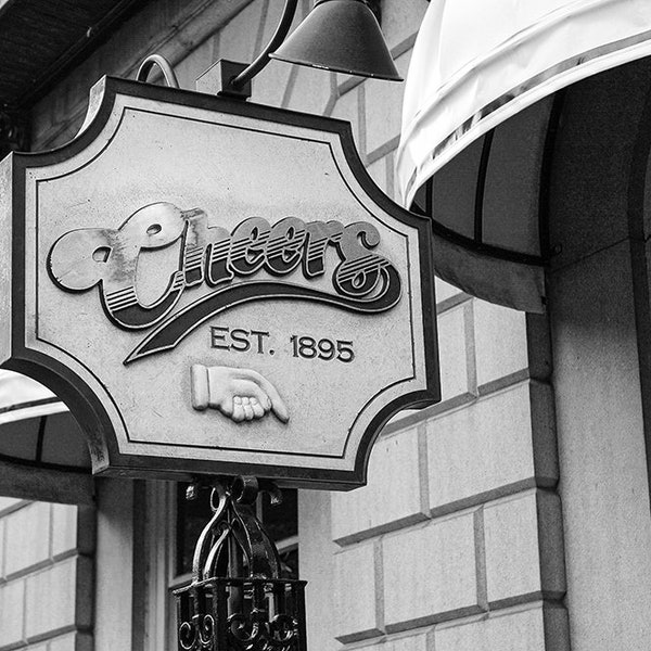 Cheers Bar Sign, Boston Photography, Cheers TV Show, Cheers Memorabilia, Boston Bar Comedy 80's, Man Cave Decor