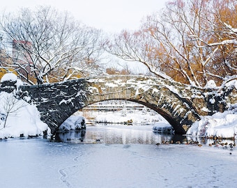 Central Park Wall Art, Gapstow Bridge, New York Wall Art, Winter Scene, Home Decor, New York Photography