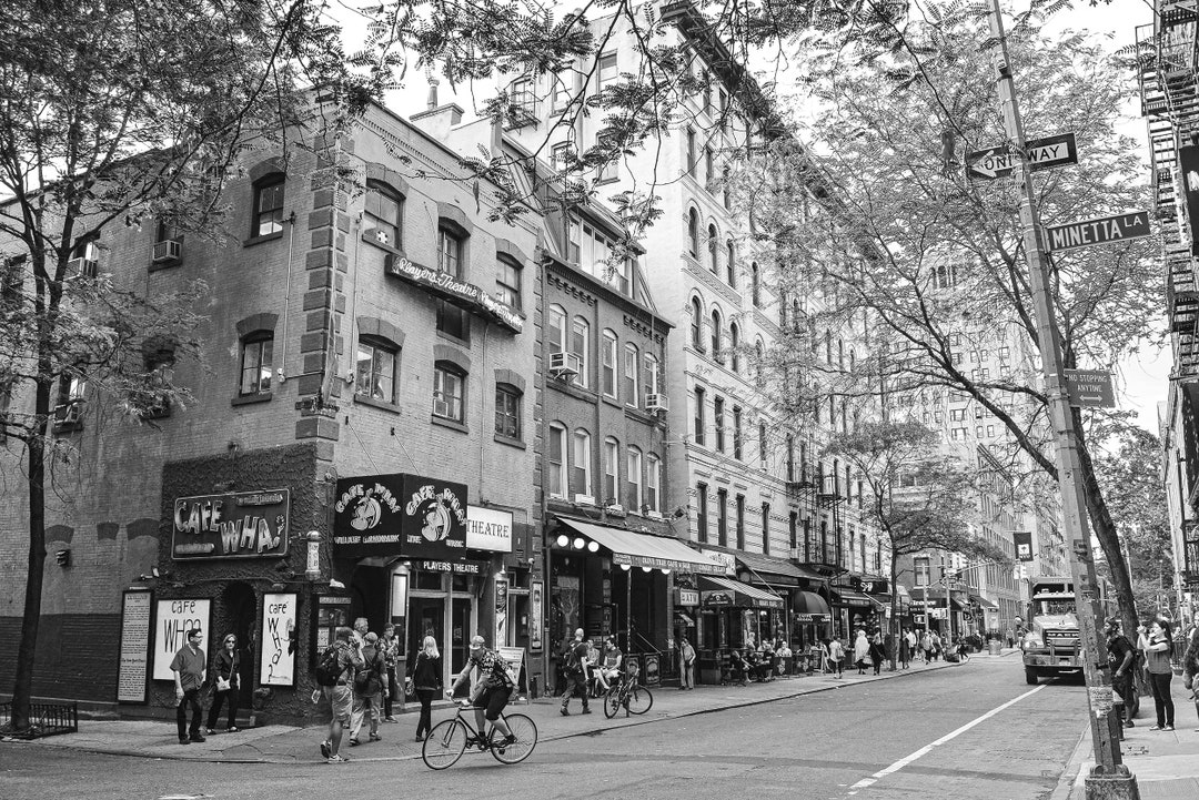 Macdougal Street and Minetta Lane, Greenwich Village, Black and White