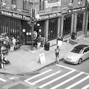 New York Photography, Chelsea NYC, Artichoke Basille&#39;s Pizza, Street Photography, High Line, Black and White, Urban Wall Art Decor