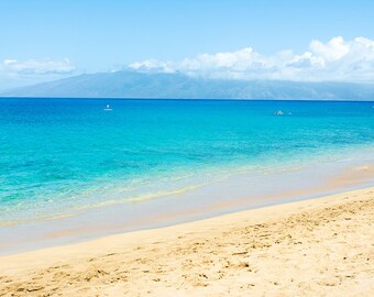 Tropical Beach Photography, Maui, Hawaii, Ocean Wall Art, Shades of Blue, Beach House Decor, Soothing, Relaxation