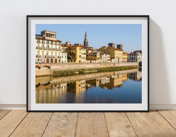 Florence Wall Art, Arno River, Reflections, Italian Wall Decor, Italy Photography, Tuscany Print