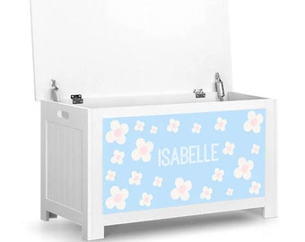 Personalised Toy Box - Floral Daisy Blue