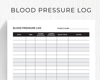 Blood Pressure Log, Blood Pressure Tracker,Medical Tracker, BP Tracker. Daily Blood Pressure, Blood Pressure Chart, Editable Printable