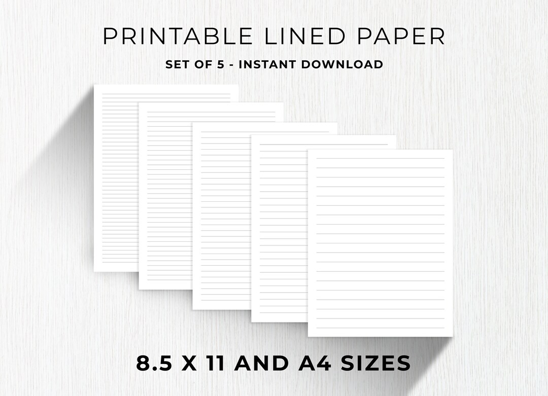 Printable Lined Paper PDF, Wide Ruled Paper, College Ruled Paper, Lined Pages, Digital Paper