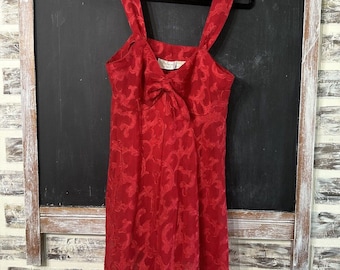 Vtg Victoria’s Secret Gold Label Red Nightgown Cami Slip 100% Polyester Small