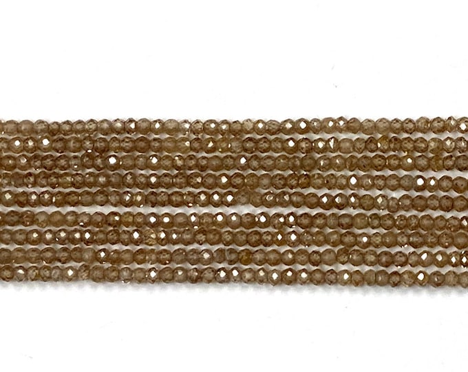 Brown Zircon Gemstone Faceted Roundal 2MM Beads -13 inches strands- Jewelry Making Supplies