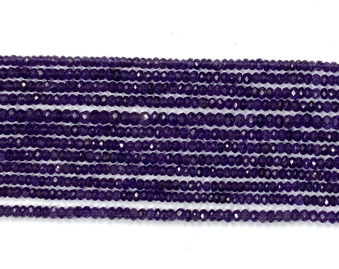 Natural Amethyst Faceted Beads Amethyst Rondelle Beads AAA Quality Faceted Amethyst Beads Wholesale 2mm Amethyst Beads For Jewelry Making