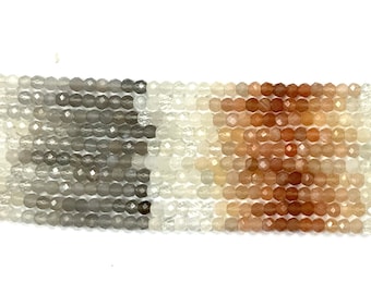 Multi Moonstone Untreated Gemstone Faceted Rondelle 3MM Beads 13 inches strands- Jewelry Making Supplies