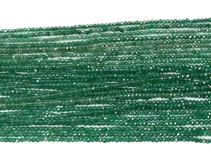 Green Mystic Onyx Treated Gemstone Faceted Rondelle Beads 2MM 13 inches strands- Jewelry Making Supplies