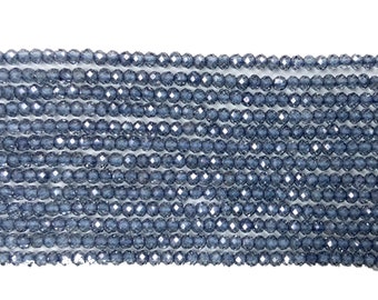 Blue Mystic Quartz Beads: 2MM Faceted Rondelle, 13-inch Strand