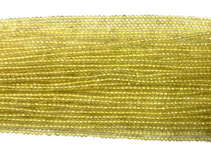 Lemon Quartz Untreated Gemstone Faceted Rondelle 2MM Beads -13 inches strands- Jewelry Making Supplies