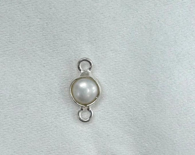 6mm Round Freshwater Pearl Charm Connector Two loop Pearl
