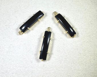Natural Black Gold Elongated Prong Gemstone Charm size 5x20mm