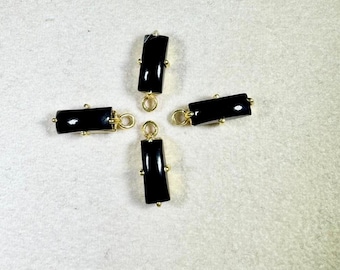 Natural Black Gold Prong Rectangular Gemstone size 4x10mm