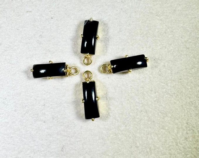 Natural Black Gold Prong Rectangular Gemstone size 4x10mm