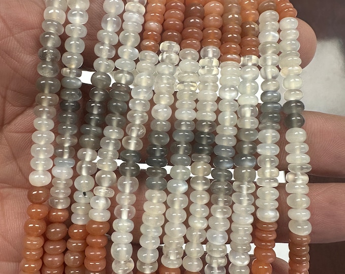 Natural Multi Moon Stone 6mm Smooth Moon Stone Rondelle beads special 0.8mm whole AAA quality jewelry making supplies