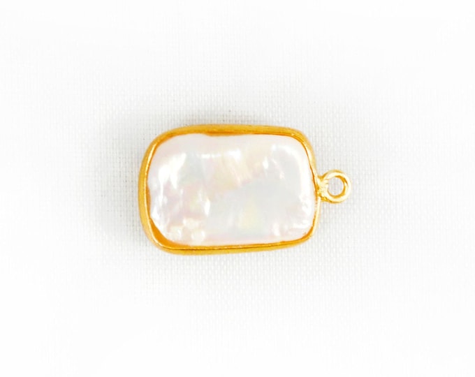 Freshwater Pearl Cushion Shape 12-16mm Pendant Charm- Jewelry Making Supplies